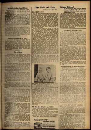 Zweite Ausgabe vom Mittwoch, den 04. April 1934.