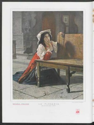 Escuela italiana - La plegaria : Óleo de Bianchi Mosé di Monza, de la colección Pellerano