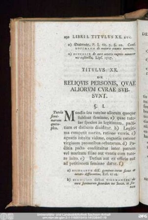 Titulus XX. De Reliquis Personis, Quae Aliorum Curae Subsunt.