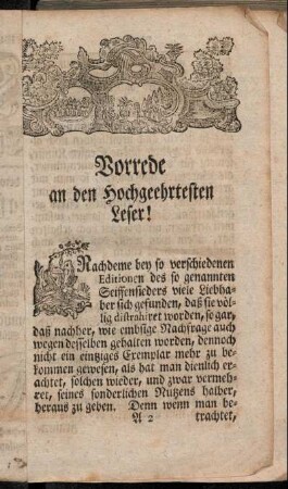 Vorrede an den Hochgeehrtesten Leser!