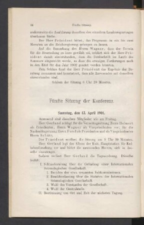 Fünfte Sitzung der Konferenz