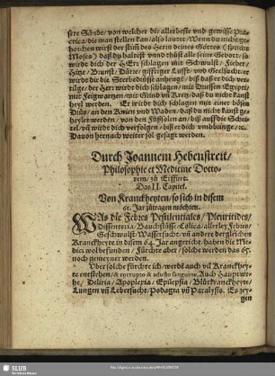 Das II. Capitel. Von Kranckheyten, so sich in disem 65. Jar zutragen möchten