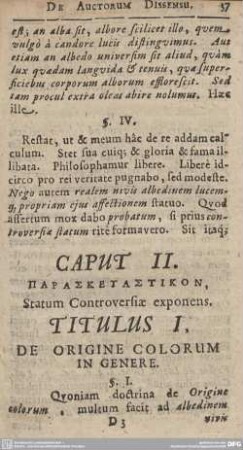 CAPUT II. [.............], Statum Controversiae exponens.