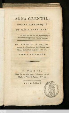 T. 1: Anna Grenwil : Roman Historique Du Siècle De Cromwel