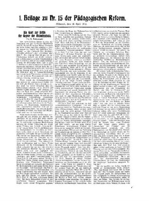 Ein Wort zur Kritik der Gegner der Einheitsschule : 1. Beilage zu Nr. 15 der Pädagogischen Reform