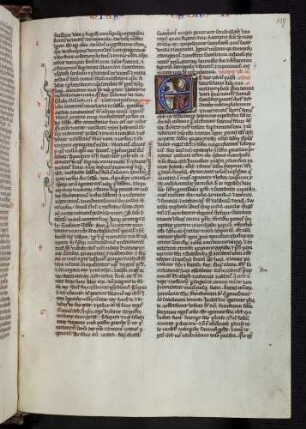 Historisierte Initiale (Buch III. Esra): E(t fecit Iosias pascham): Passahmahl des Iosias
