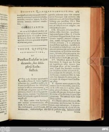 Thesis Quinquagesima Septima, De Potestate Ecclesiae in iure dicundo, seu disciplinâ Ecclesiasticâ.