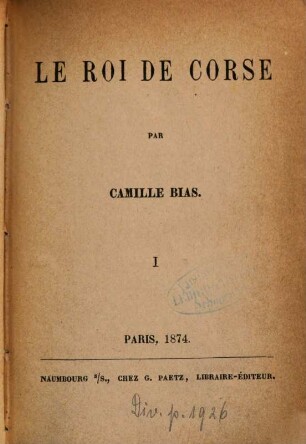 Le roi de Corse, 1