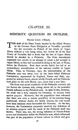 Chapter III. Minority question in outline