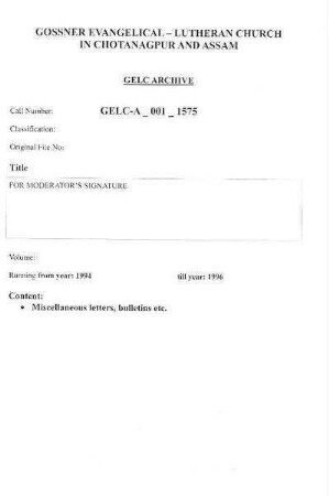 FOR MODERATOR'S SIGNATURE
