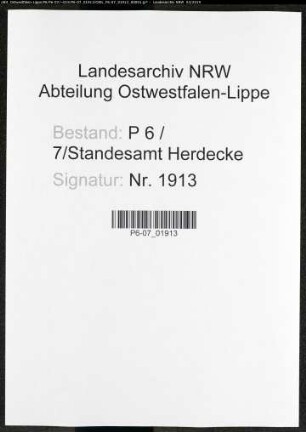 Sterberegister Standesamt Herdecke