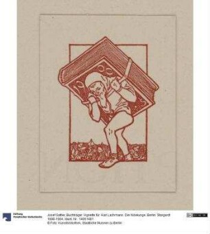 Buchträger. Vignette für: Karl Lachmann. Die Nibelunge. Berlin: Stargardt 1898-1904