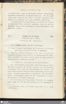 No. 3. Sitzung vom 13. Februar 1885