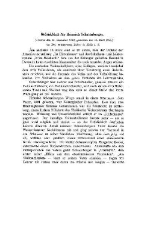 Gedenkblatt für Heinrich Schaumberger : (geboren den 16. Dezember 1843, gestorben den 16. März 1874)