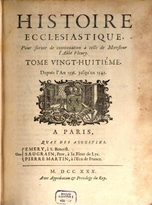 Histoire Ecclesiastique. 28, Depuis l'An 1536. jusqu'en 1545