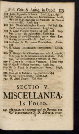 Sectio V. Miscellanea.
