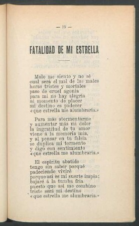 Fatalidad de mi estrella