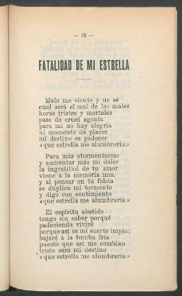Fatalidad de mi estrella