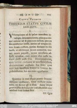 Caput Primum Theoriam Status Civilis Exhibens.