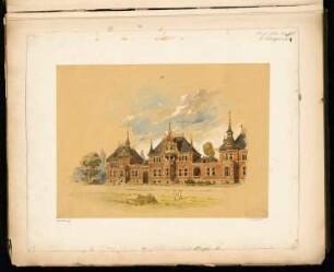 Wohnhausgruppe, Halle/Saale Monatskonkurrenz April 1884: Grundriss Erdgeschoss, Obergeschoss; Maßstabsleiste