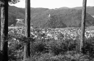 Waldkirch: Blick auf Waldkirch; tiefer, durch den Wald
