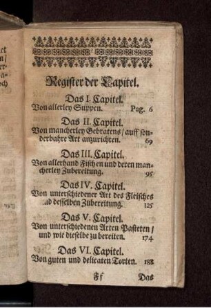 Register der Capitel