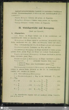 II. Gleichgewicht und Bewegung.