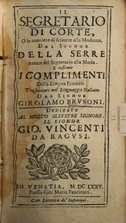 Il segretario di corte ...