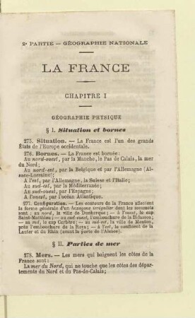 2e Partie - Géographie nationale La France Chapitre 1 Géographie physique