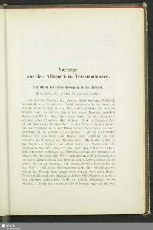 Vorträge aus den Allgemeinen Versammlungen