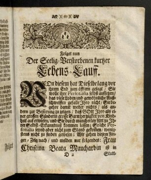 27-34, Der Seelig-Verstorbenen kurzer Lebens-Lauff