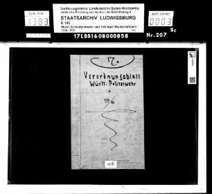Verordnungsblätter der Württembergischen Polizeiwehr