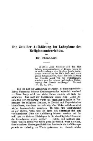 Die Zeit der Aufklärung im Lehrplane des Religionsunterrichtes
