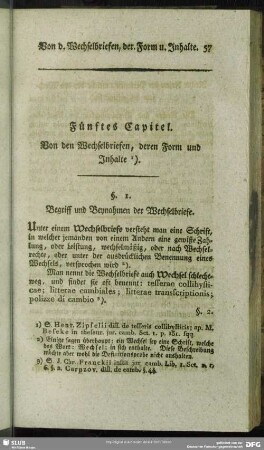 Fünftes Capitel. Von den Wechselbriefen, deren Form und Inhalte