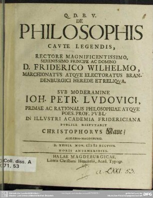 De philosophis caute legendis