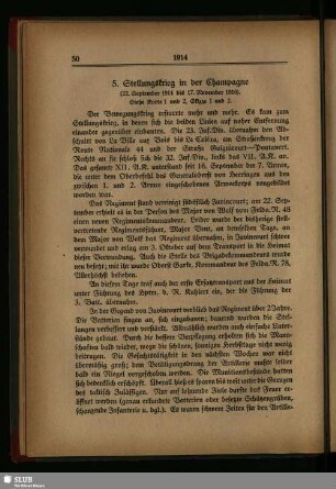 5. Stellungskrieg in der Champagne : (22. September 1914 bis 17. November 1916)