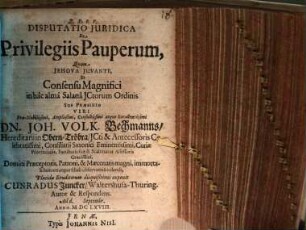 Disputatio iuridica de privilegiis pauperum