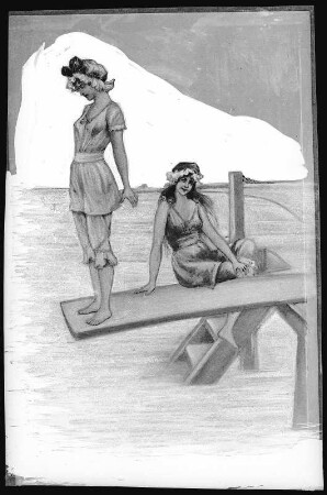 Frauen am Strand beim Bad