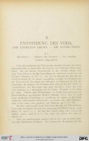 II. Entstehung des Veda, der einzelnen lieder; die Sammlungen