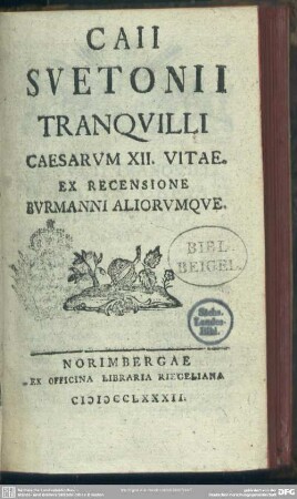 Caii Svetonii Tranqvilli Caesarvm XII. Vitae