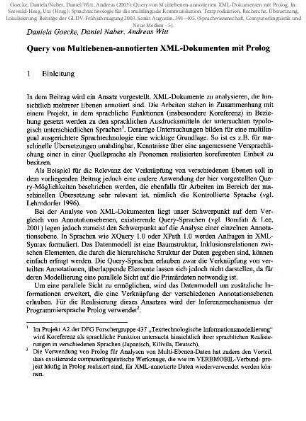 Query von Multiebenen-annotierten XML-Dokumenten mit Prolog