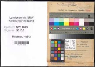 Entnazifizierung Heinz Roemer , geb. 14.02.1909 (Lehrer)
