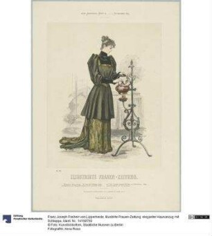 Illustrirte Frauen-Zeitung: eleganter Hausanzug mit Schleppe