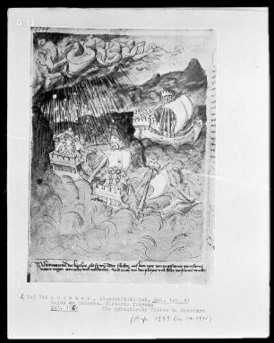 Guido de Columna, Historia Troiana — Die griechische Flotte im Seesturm, Folio 176verso