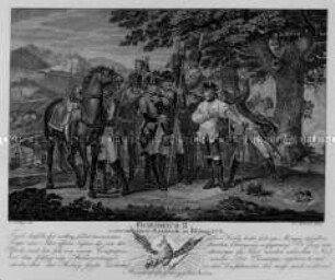 Friedrich II. während einer Kanonade im Feldzug 1778