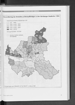 Gesamtbetrag der Einkünfte je Steuerpflichtigen in den Hamburger Stadtteilen 1995