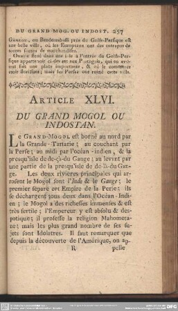Article XLVI. Du Grand Mogol Ou Indostan
