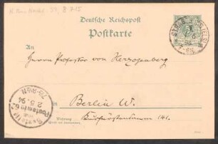 Postkarte an Heinrich von Herzogenberg : 01.05.1894
