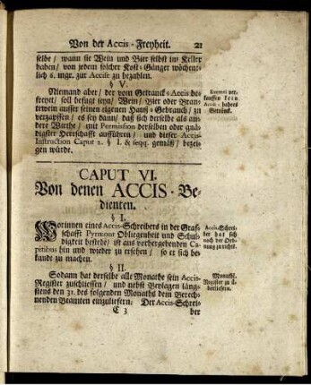 Caput VI. Von denen Accis-Bedienten.