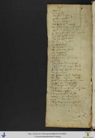 (Freistehender vorderer Spiegel, verso) Verzeichnis der Codex-Titel zu 24r-165r und zu 166r-168v.